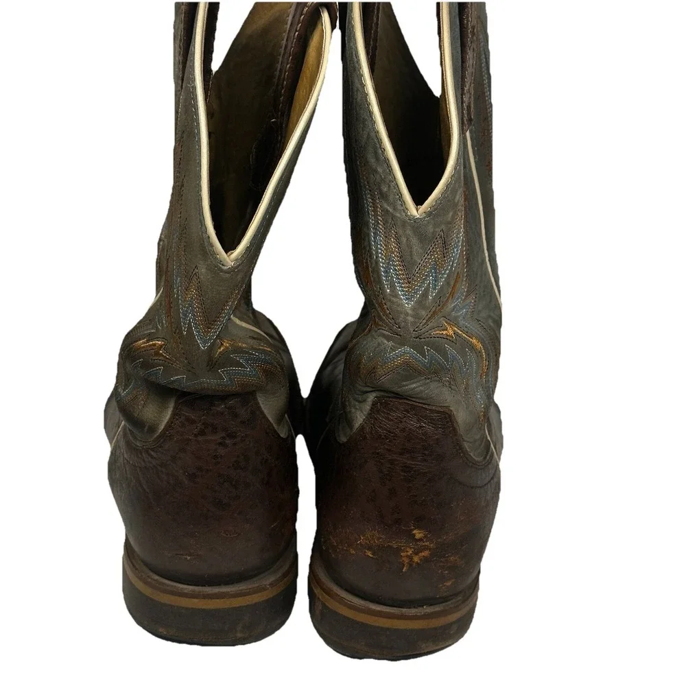 Ariat Arena Rebound‎ Men's 9.5D 10021679 Brown Blue Leather Square Toe Boots